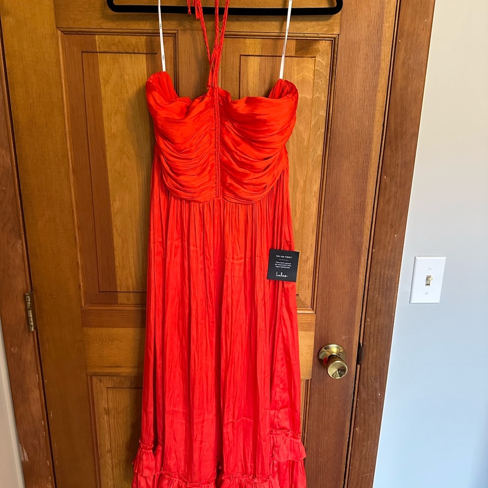 Lulu's Vibrant Red Strapless Dress